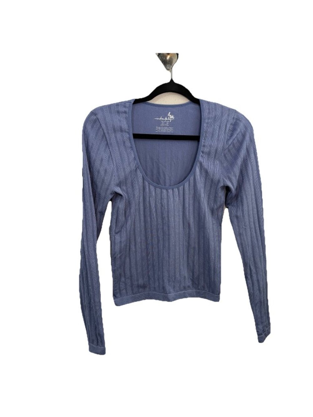 Free People Intimately Ribbed Long Sleeve Blouse Ribbed Periwinkle SizeM/L